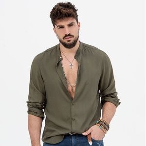 Nohow Green Casual Button Down Dress Shirt